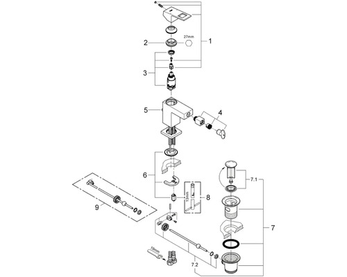 Schéma éclaté d''un robinet avec pièces détachées