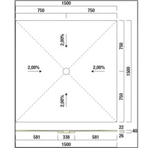 Schéma technique d'un receveur de douche avec dimensions