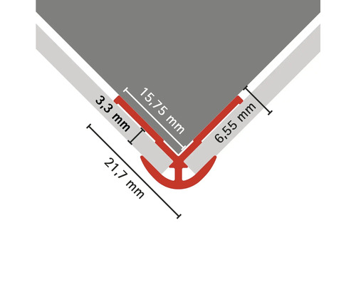 Abmessungen eines Eckprofils