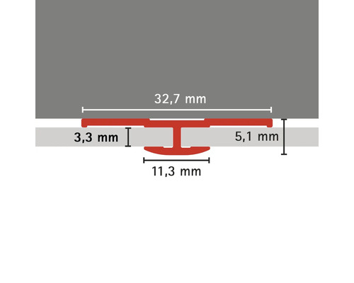 Technische Zeichnung Übergangsprofil mit Maßangaben