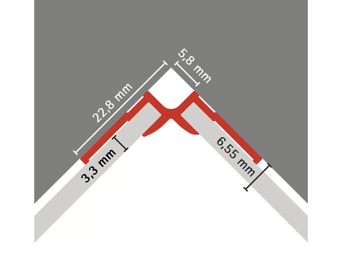 Illustration einer Fliesenschiene mit Maßangaben