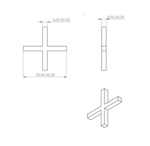 Technische Zeichnung eines Fugenkreuzes mit Massangaben.