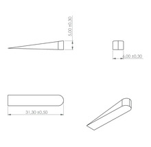 Technische Zeichnung eines Keils mit Maßangaben