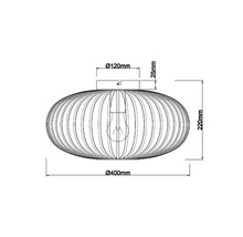 Dessin d''un luminaire avec les dimensions 120 mm, 25 mm, 220 mm et 400 mm