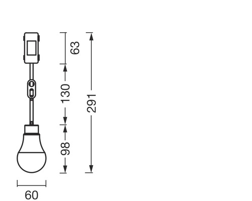Dessin technique d''une lampe avec dimensions