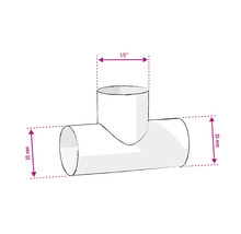 Illustration d''un raccord en T avec des dimensions de 35 mm et 1/2 pouce.