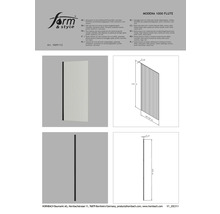 Modena 1000 Flute Seitenwand mit Wellenschliff-Glas, reversibel und Schnellmontagesystem, Profil aus Aluminium