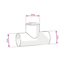 Image d''un raccord en T avec des dimensions de 22 mm et 28 mm.