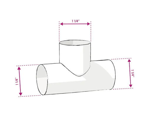Image d''un raccord en té avec des dimensions de 1 1/4 pouce
