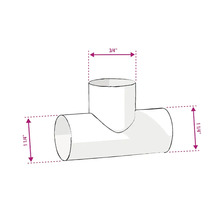 Illustration eines T-Stücks mit den Maßen 3/4 Zoll und 1 1/4 Zoll