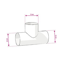 Raccord en T avec dimensions de 16 mm et 20 mm
