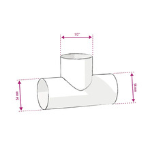 Abbildung eines T-Stück-Rohrverbinders mit Größenangaben