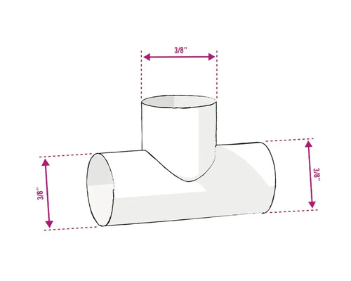 Raccord en T avec dimensions