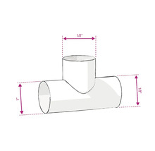 Illustration eines T-Stücks mit den Maßen 1/2 Zoll und 1 Zoll