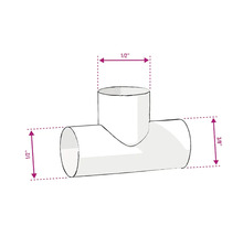 Illustration eines T-Stücks mit Größenangaben