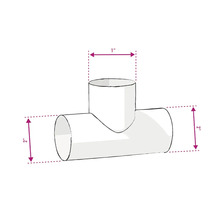 Illustration d''un raccord en T avec les dimensions 1 pouce et 2 pouces
