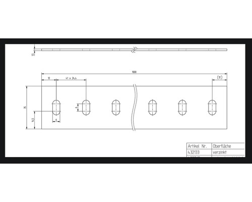 Dessin technique d''une tôle perforée galvanisée avec indications de dimensions