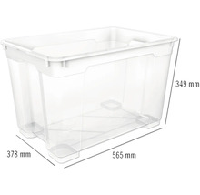 Boîte de rangement transparente mesurant 565 mm x 378 mm x 349 mm