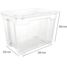 Aufbewahrungsbox aus Kunststoff mit den Maßen 368 mm x 256 mm x 264 mm