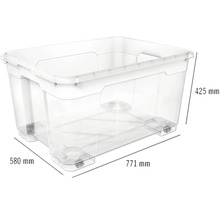Aufbewahrungsbox aus Kunststoff mit Deckel und Rollen, Abmessungen 771 x 580 x 425 Millimeter