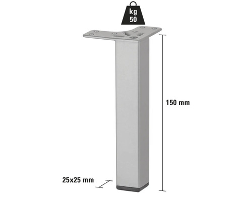 Möbelfuß, 150 mm hoch, Traglast 50 kg