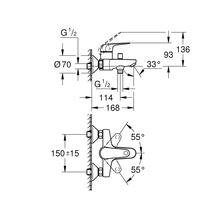 Schéma technique d'un robinet avec dimensions