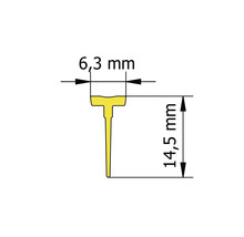 Dessin technique d''un profilé avec les dimensions 6,3 mm et 14,5 mm