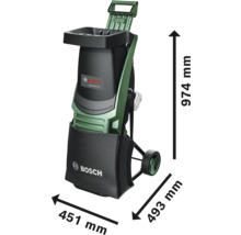 Broyeur Bosch avec des dimensions de 451 mm de largeur, 493 mm de profondeur et 974 mm de hauteur.