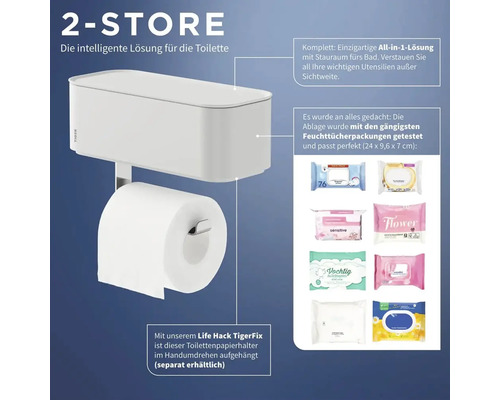 Toilettenpapierhalter mit Ablage für Feuchttücher