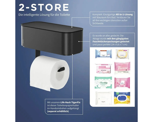 Toilettenpapierhalter mit Aufbewahrungsbox für Feuchttücher