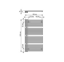 Schéma coté radiateur avec dimensions 1095 par 596 millimètres