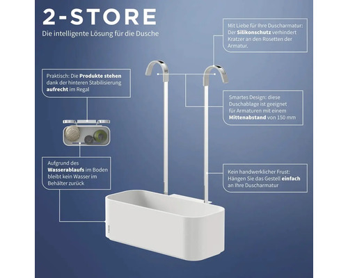 Duschregal zum Einhängen mit zwei Ablageflächen
