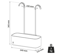Abbildung eines Blumenkastens mit Maßen.