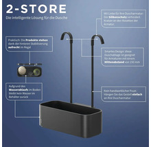 Schwarzes Duschregal zum Einhängen an der Duscharmatur