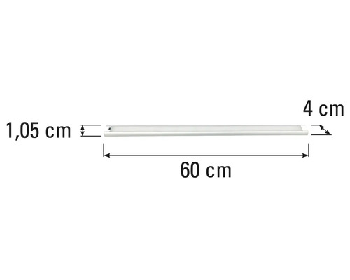 Technische Zeichnung einer 60 Zentimeter langen Lampe mit Breitenangaben