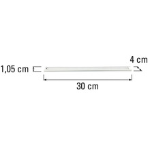 Abbildung einer 30 Zentimeter langen LED-Leuchte mit den Maßen 1,05 mal 4 Zentimeter
