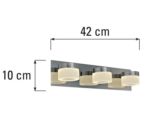 Lampe de salle de bain avec six lampes et dimensions