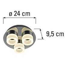 Dimensions d'un plafonnier, diamètre 24 cm, hauteur 9,5 cm