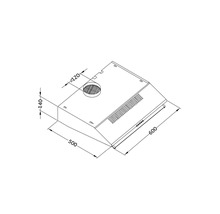 Schéma technique d'une hotte aspirante avec dimensions