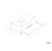 Dessin technique d'une hotte aspirante avec dimensions
