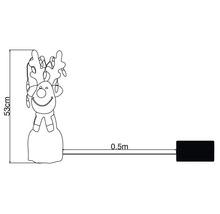 Skizze einer 53 Zentimeter großen Rentierfigur mit Lichterkette und 0,5 Meter Zuleitung