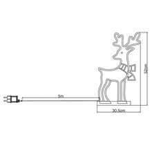 Dimensions d'une décoration de Noël renne avec câble d'alimentation et fiche
