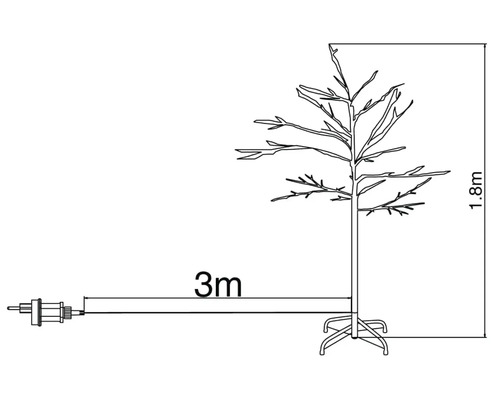 Illustration d'un arbre d'une hauteur de 1,8 mètre et d'une conduite d'alimentation de 3 mètres.
