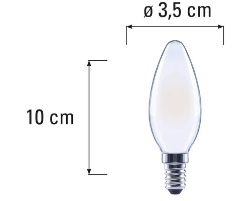 Lampe bougie avec des dimensions de 10 x 3,5 cm