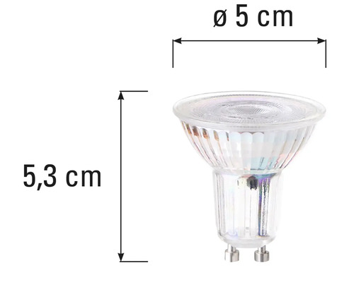 GU10 Leuchtmittel mit Abmessungen