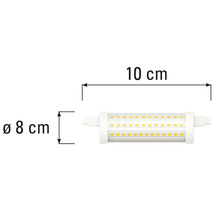 Abbildung einer 10 Zentimeter LED Lampe mit einem Durchmesser von 8 Zentimetern.