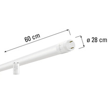 Image d'un tube fluorescent de 60 centimètres de long avec un diamètre de 28 millimètres