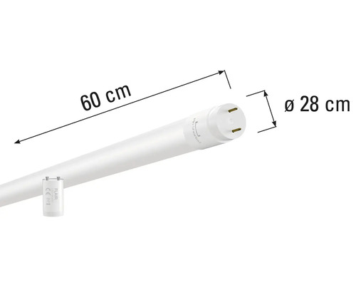 Tube fluorescent de 60 centimètres avec un diamètre de 28 millimètres