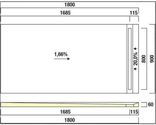 Schéma technique avec dimensions d'un élément de construction