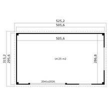 Plan d'aménagement avec dimensions pour une maison de jardin